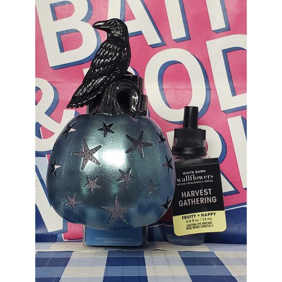 BBW Spooky Pumpkin / Crow Nightlight Wallflower Fragrance Plug In Harvest Refill - Picture 1 of 2